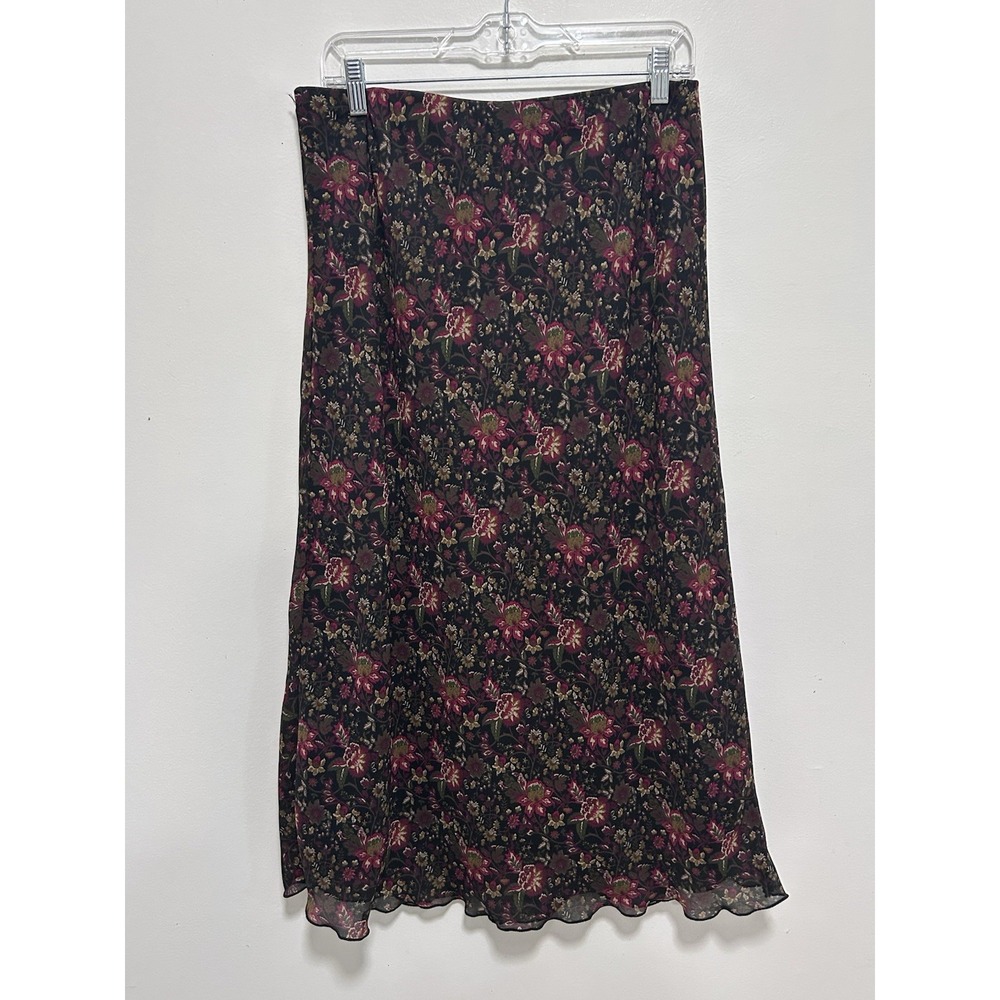 Vintage Kathie Lee Collection Skirt Womens Size 14  Dark Floral Elastic Waist